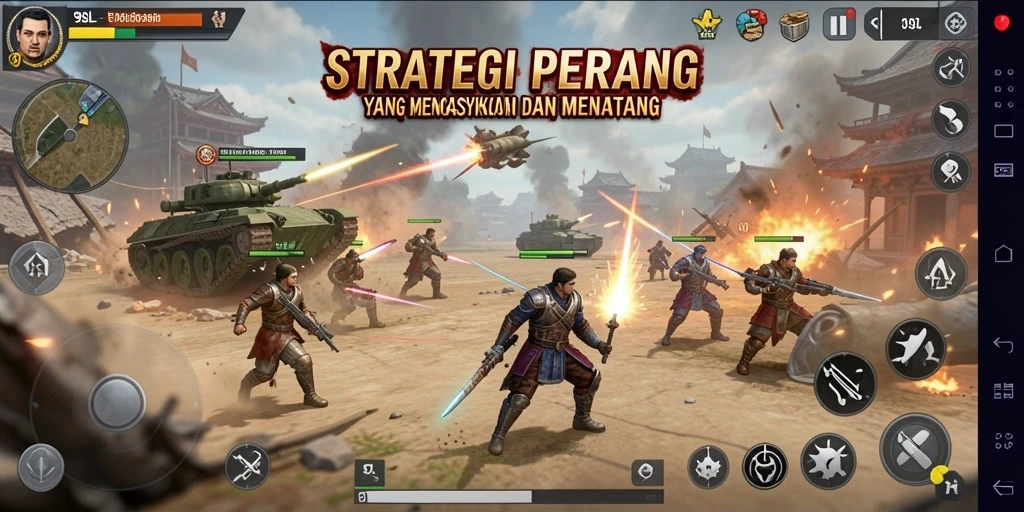 Tampilan gameplay strategis yang mendebarkan dan penuh aksi.