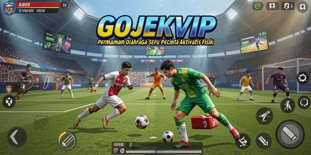 Tampilan gameplay seru dari aplikasi GOJEKVIP yang penuh semangat olahraga.