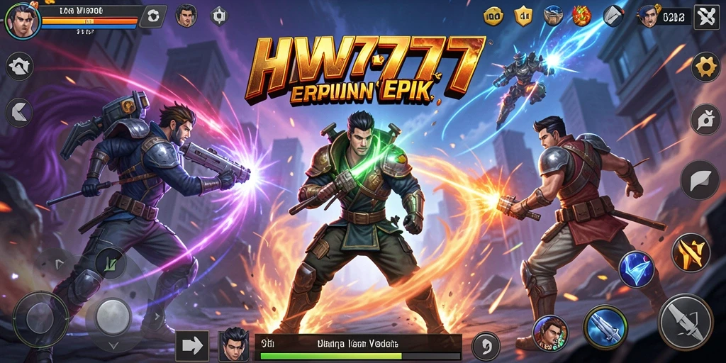 Gameplay HW777 yang penuh aksi dan pertarungan seru.