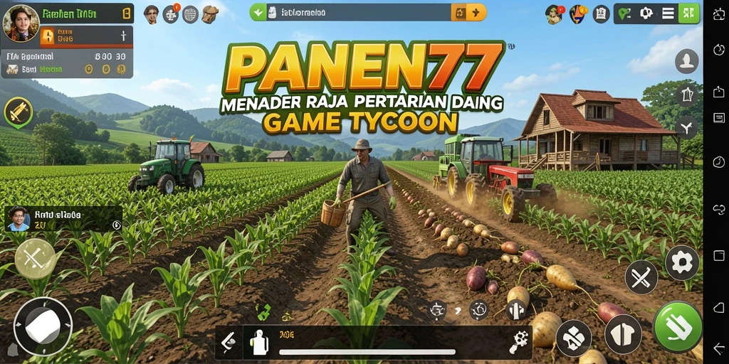 Tampilan gameplay menantang dalam PANEN77 dengan ladang yang dikelola dengan baik.