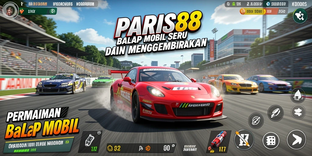 Tampilan gameplay intens di PARIS88 dengan balap mobil yang seru.
