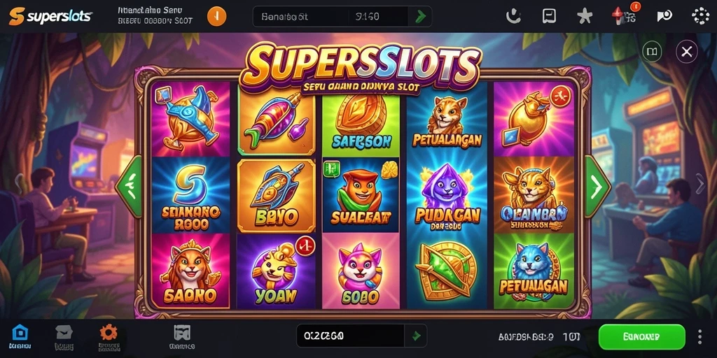 Tampilan gameplay seru di SUPERSLOTS dengan berbagai tema petualangan.